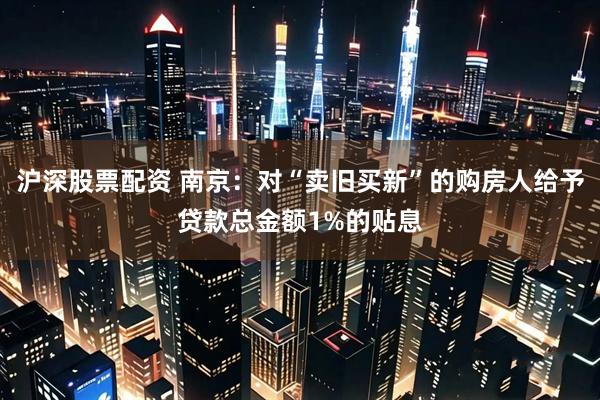 沪深股票配资 南京：对“卖旧买新”的购房人给予贷款总金额1%的贴息